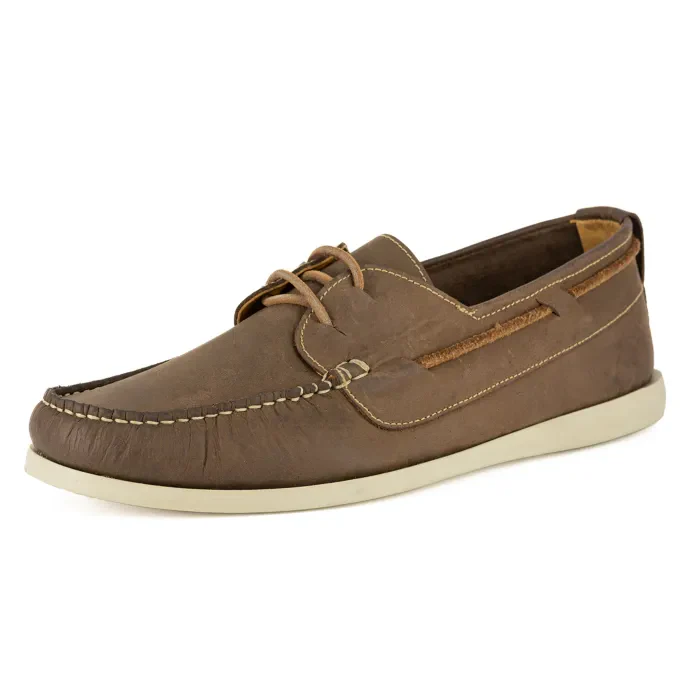 Bamako : Mens Leather Boat Shoe in Choc Rodeo