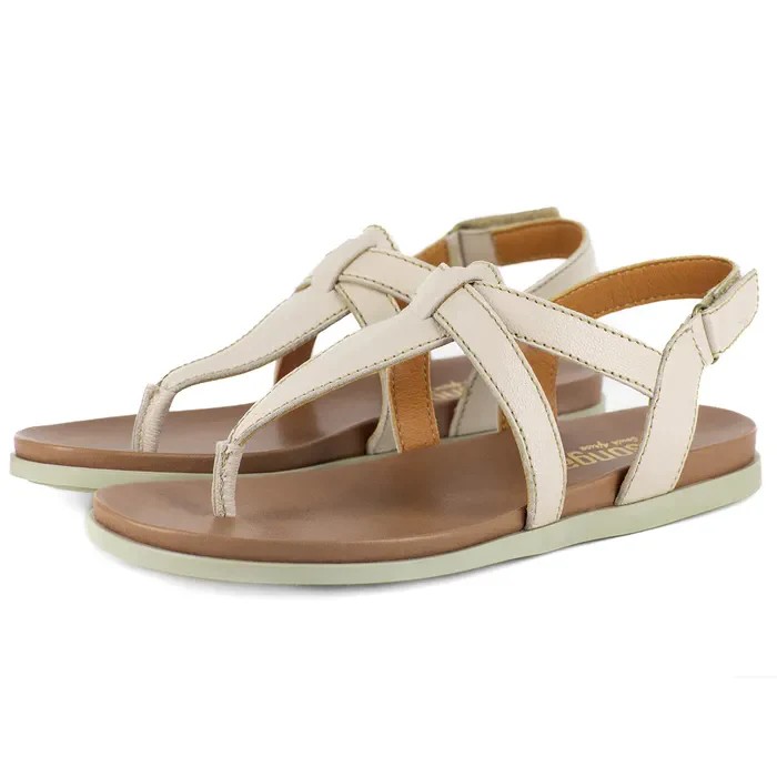 Jojweni : Ladies Leather Sandal in Cream
