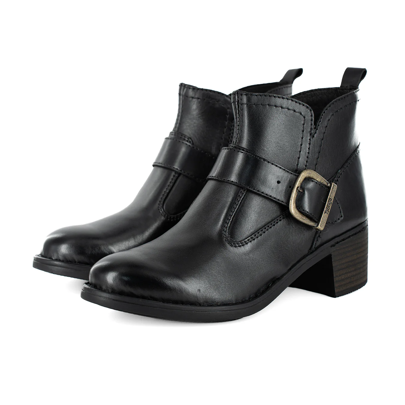 Zibalo : Ladies Leather Ankle Boot in Black Relaxa