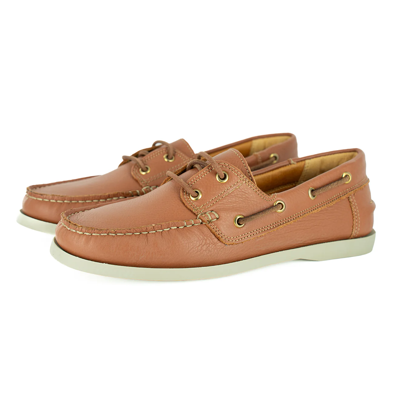 Rivombo : Mens Leather Boat Shoe in Oak Natan