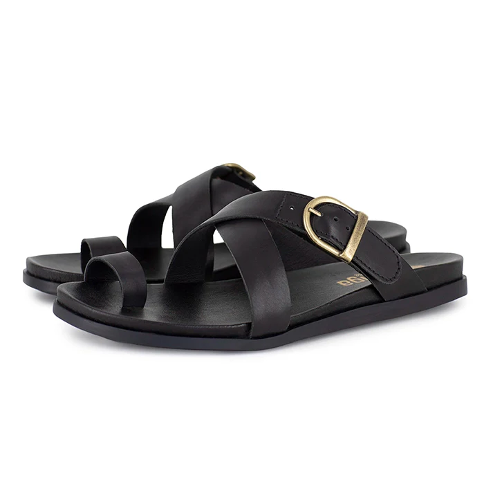 Sigkoti : Ladies Leather Sandal in Black