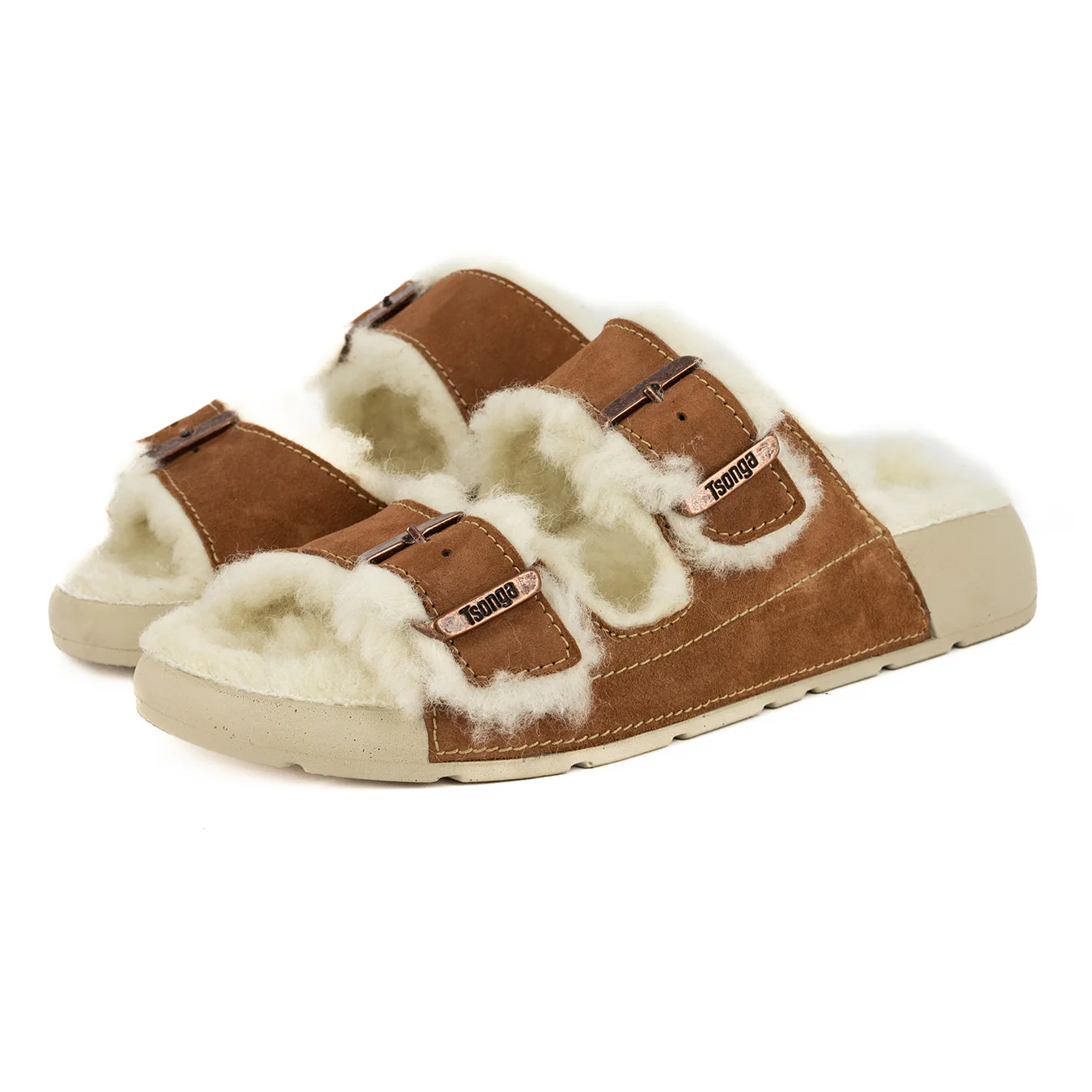 Abidjan : Ladies Leather Sandal with Wool Lining in Suede