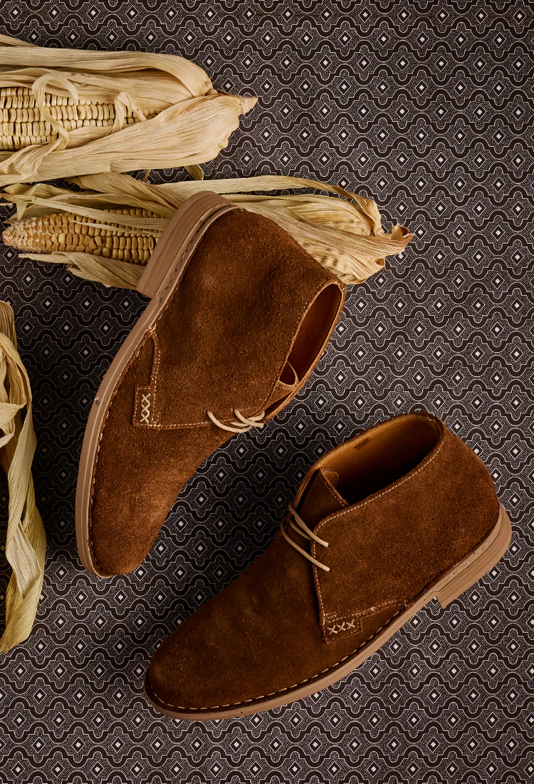 Ncenga : Mens Leather Desert Boot in Taupe Suede