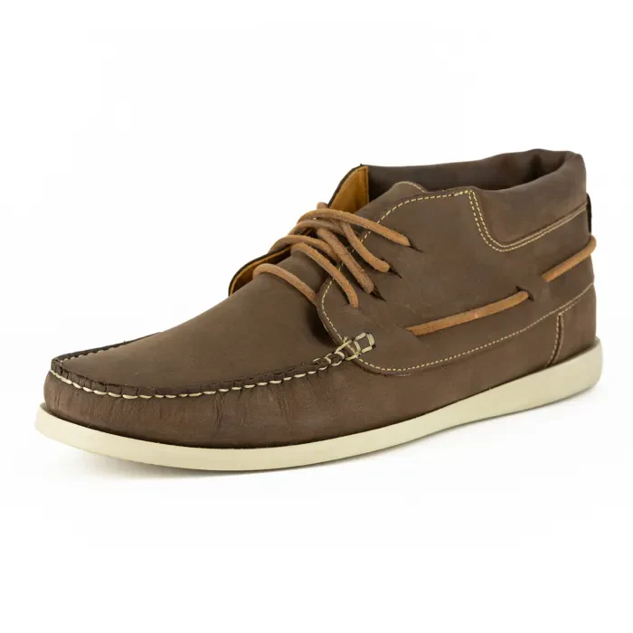 Nairobi : Mens Leather Boat Shoe in Choc Rodeo