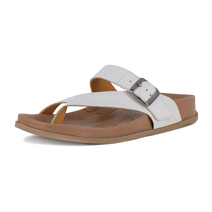 Nyamzane : Ladies Leather Sandal in White