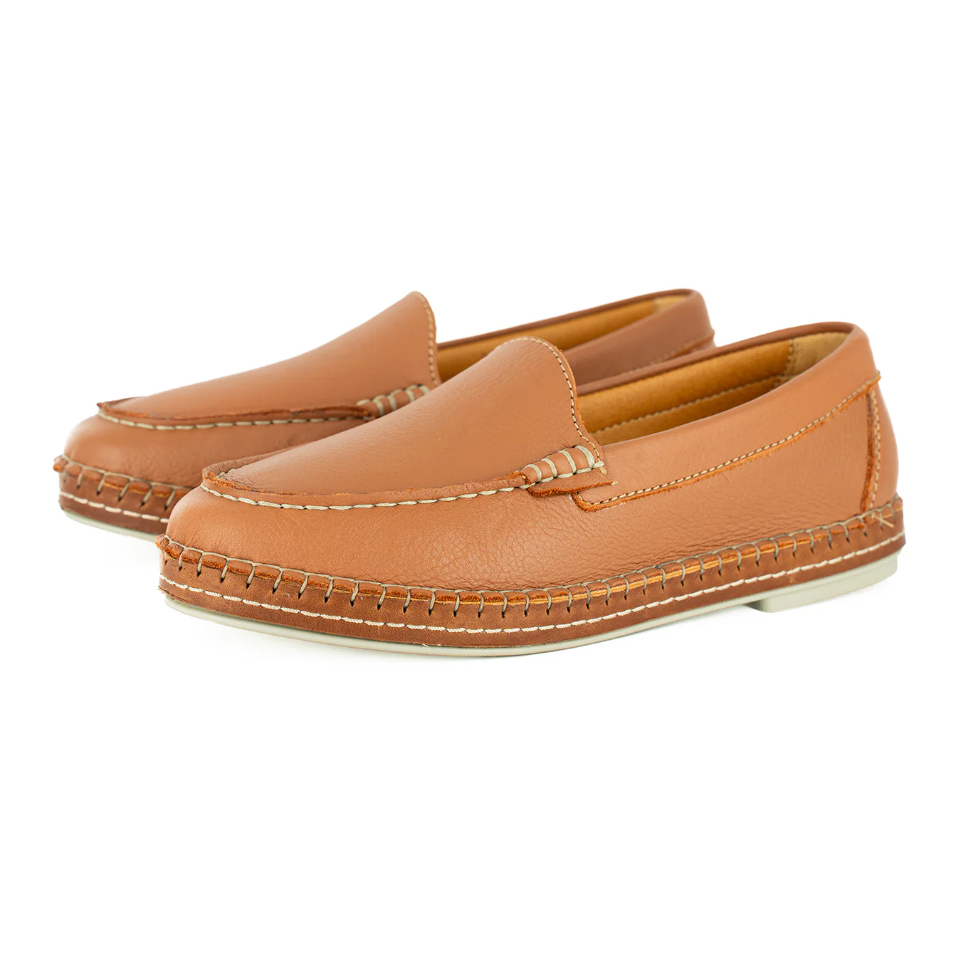 Sheshego : Ladies Leather Espadrille Shoe in Oak