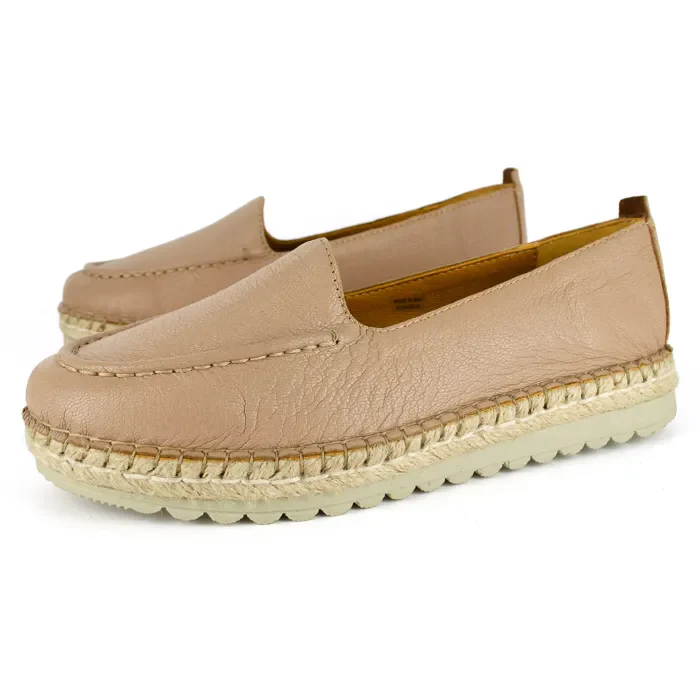 Dodoma : Ladies Leather Espadrille in Timber