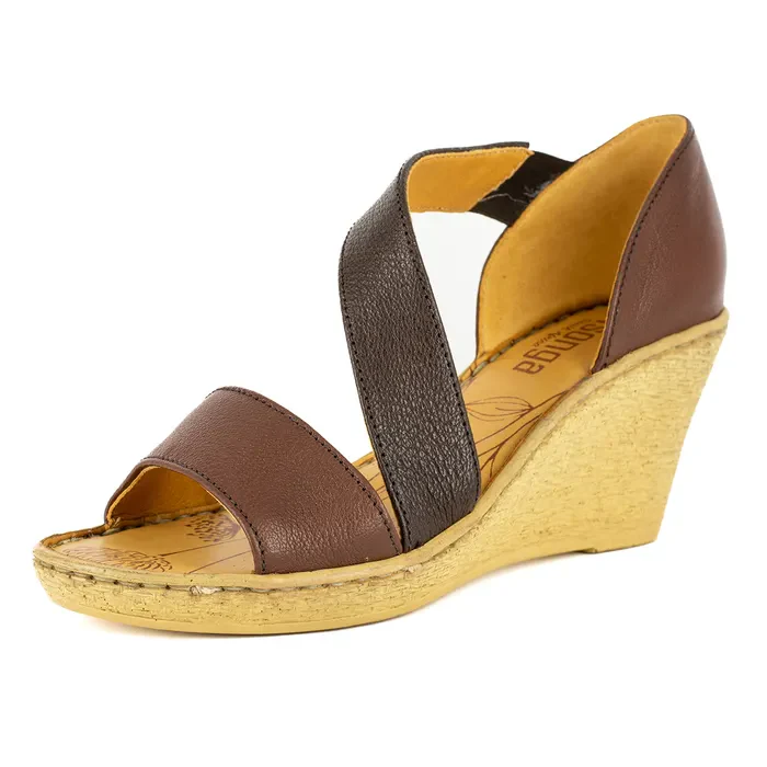 Nompempe : Ladies Leather High-Heel Sandal in Cafe & Brown