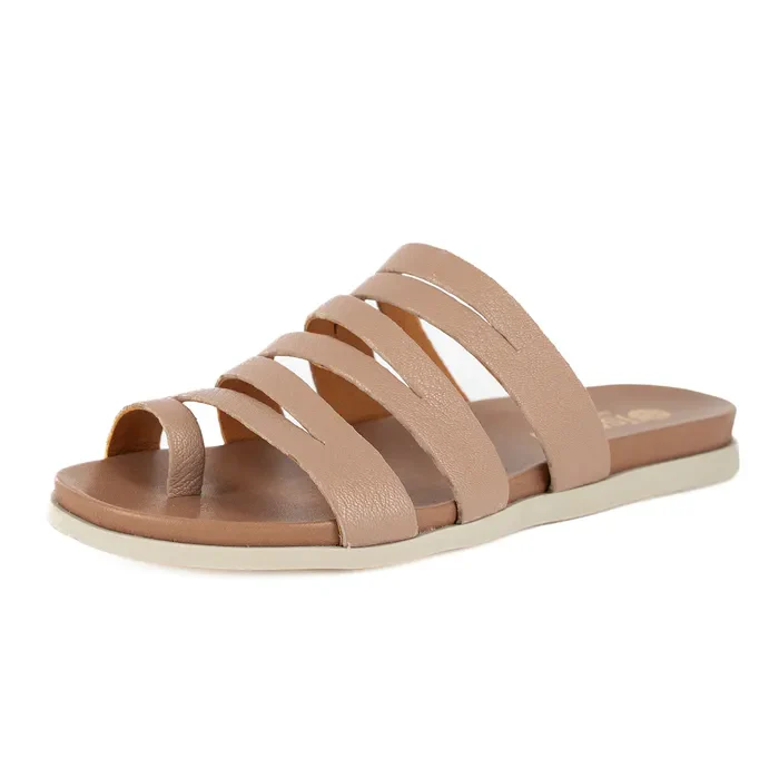 Abuye : Ladies Leather Sandal in Timber