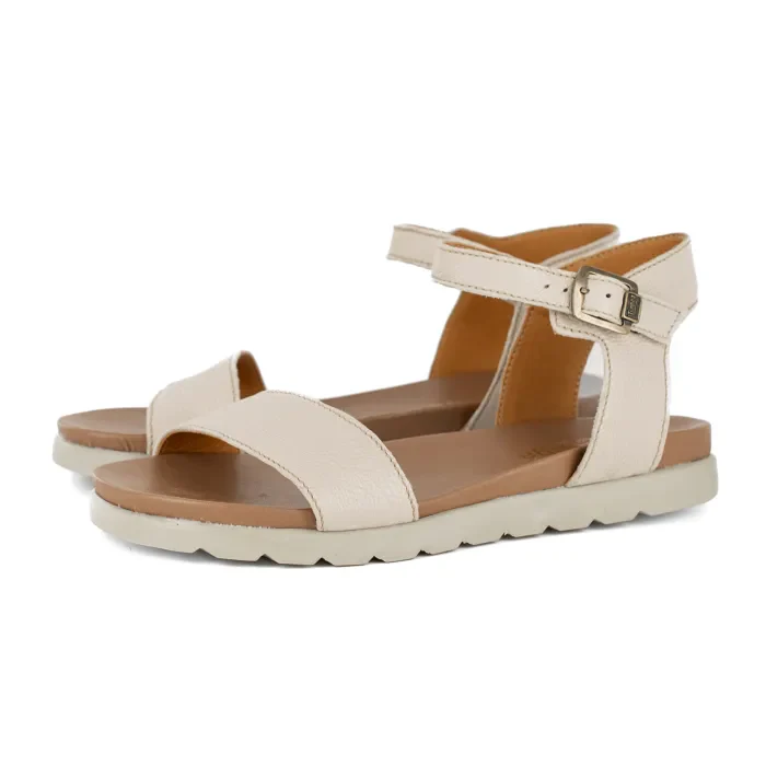 Shebelle : Ladies Leather Sandal in Cream