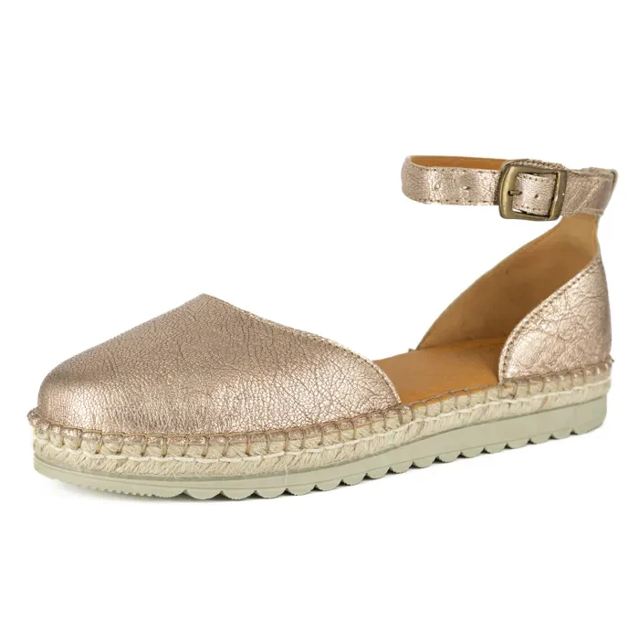 Gisenyi : Ladies Leather Espadrille Shoe in Rose Gold