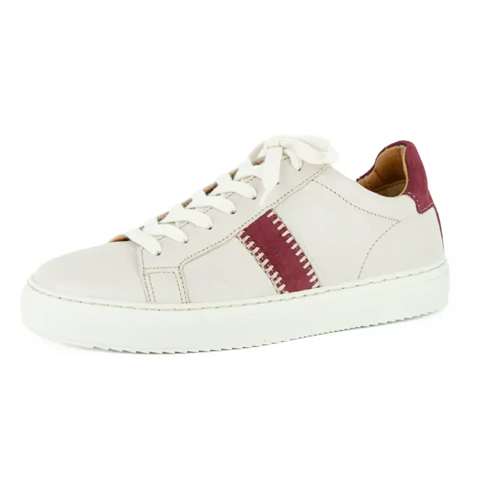 Tripoli : Ladies Leather Sneaker in Cream & Burgandy