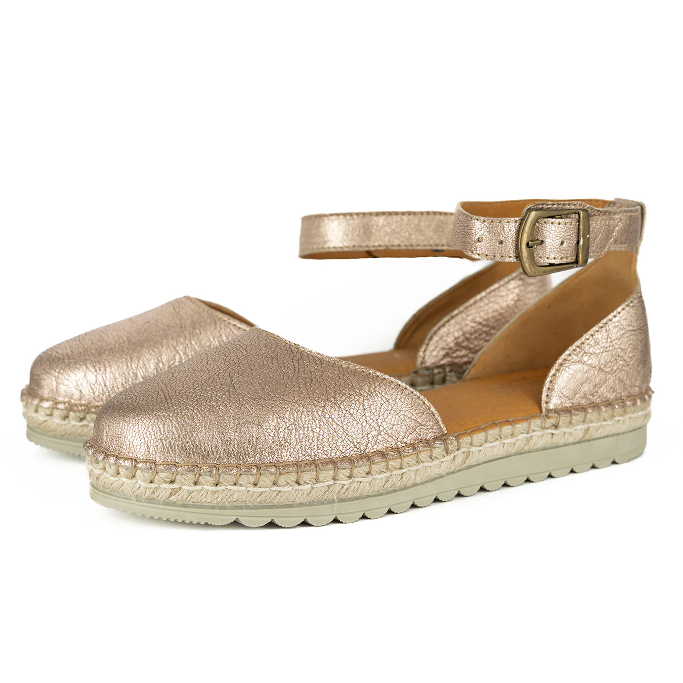 Gisenyi : Ladies Leather Espadrille Shoe in Rose Gold