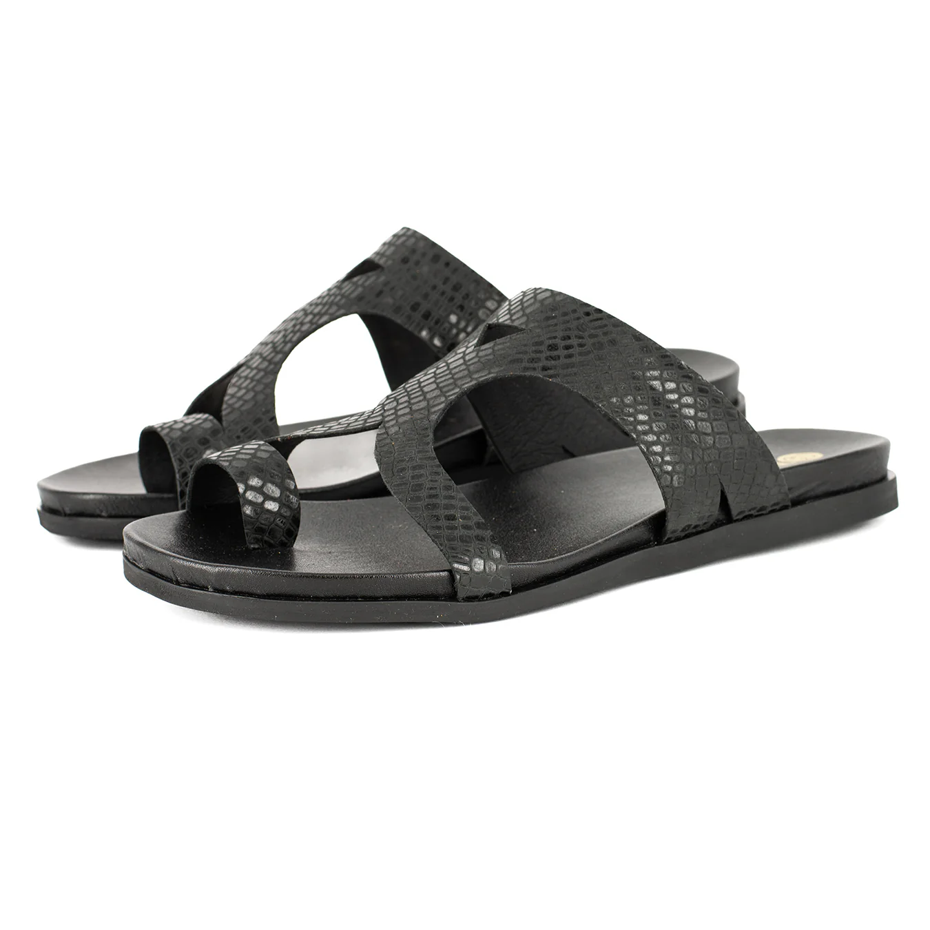 Zawadi : Ladies Leather Sandal in Black Coco Lux
