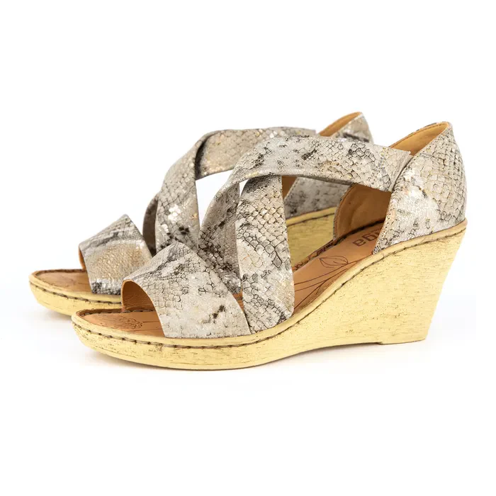 Lekuza : Ladies High-Heeled Leather Sandal in Opal