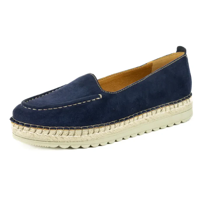 Dodoma : Ladies Leather Espadrille in Navy