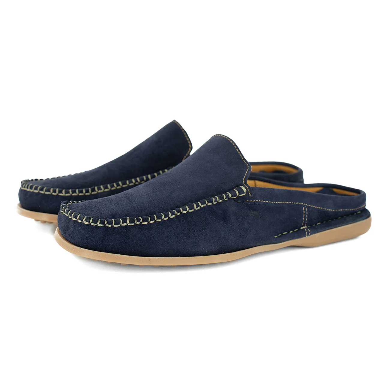 Bakgatla : Mens Leather Mule in Navy Velutto