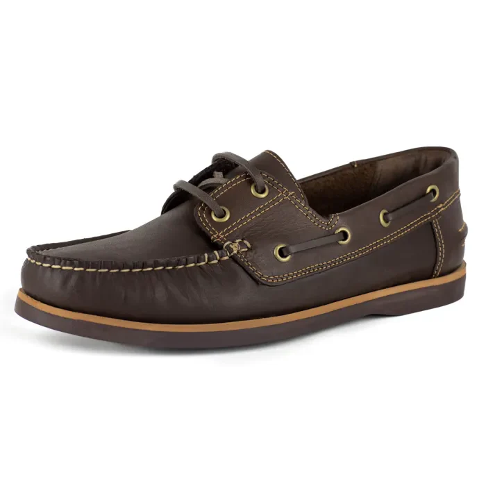 Thami : Mens Leather Boat Shoe in Choc Rodeo