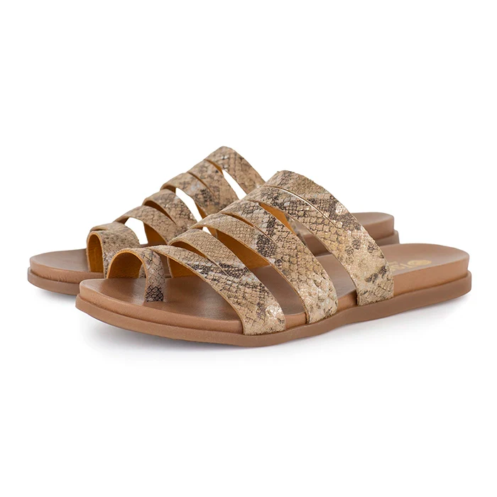 Abuye : Ladies Leather Sandal in Noisette