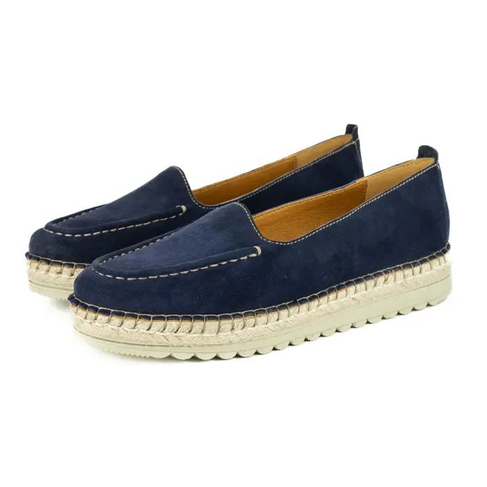 Dodoma : Ladies Leather Espadrille in Navy