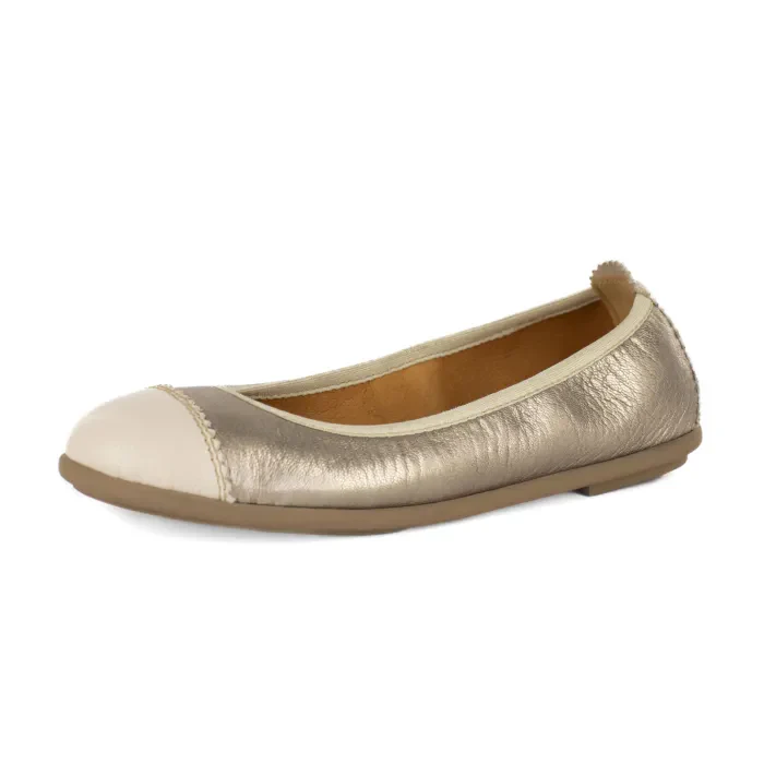 Mabuyana : Ladies Leather Pump in Sabbia & Cream