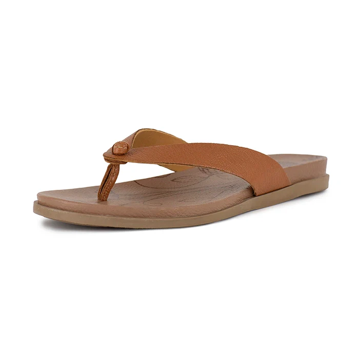 Chakane : Ladies Leather Sandal in Oak