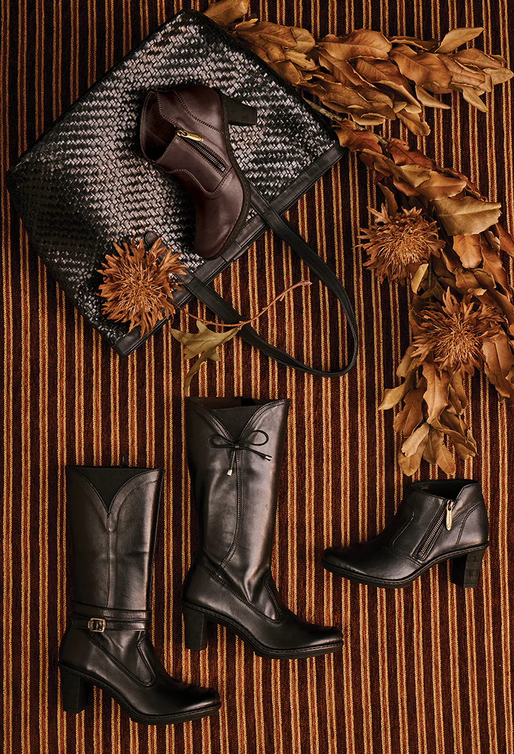 Zavala : Ladies Leather High-Heel Boot in Black Relaxa