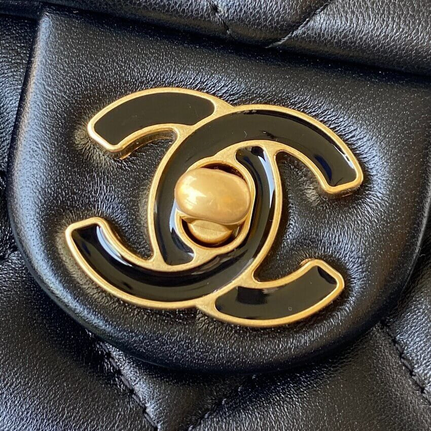 Chanel Small Flap Bag in Lambskin with Enamel CC AS3114