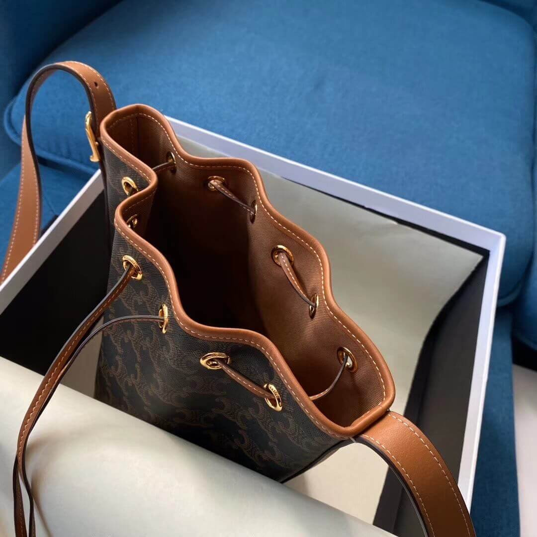 Celine Small Drawstring Bag In Triomphe Canvas 191142