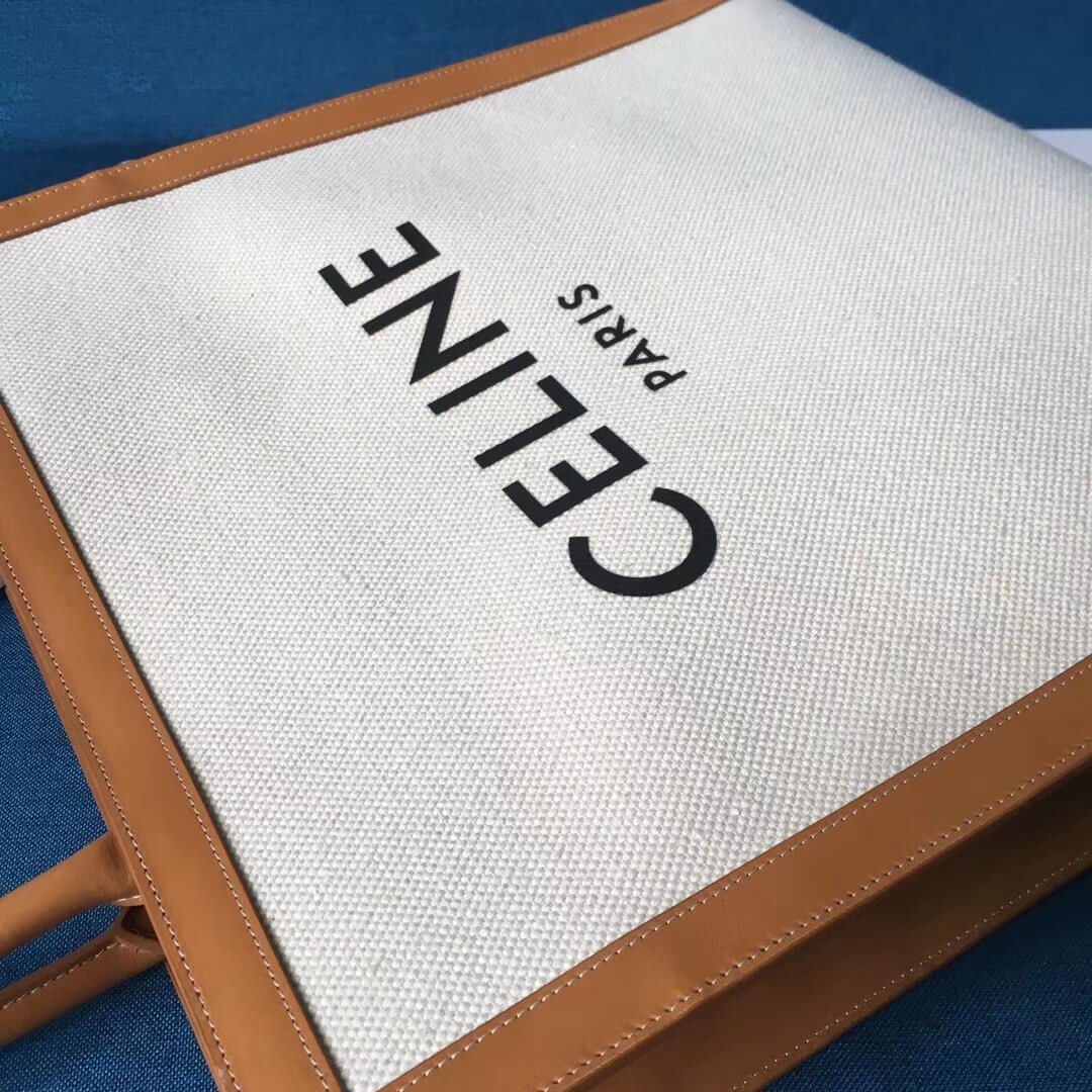 Celine Vertical Cabas Celine In Canvas With Celine Print And Calfskin 190402