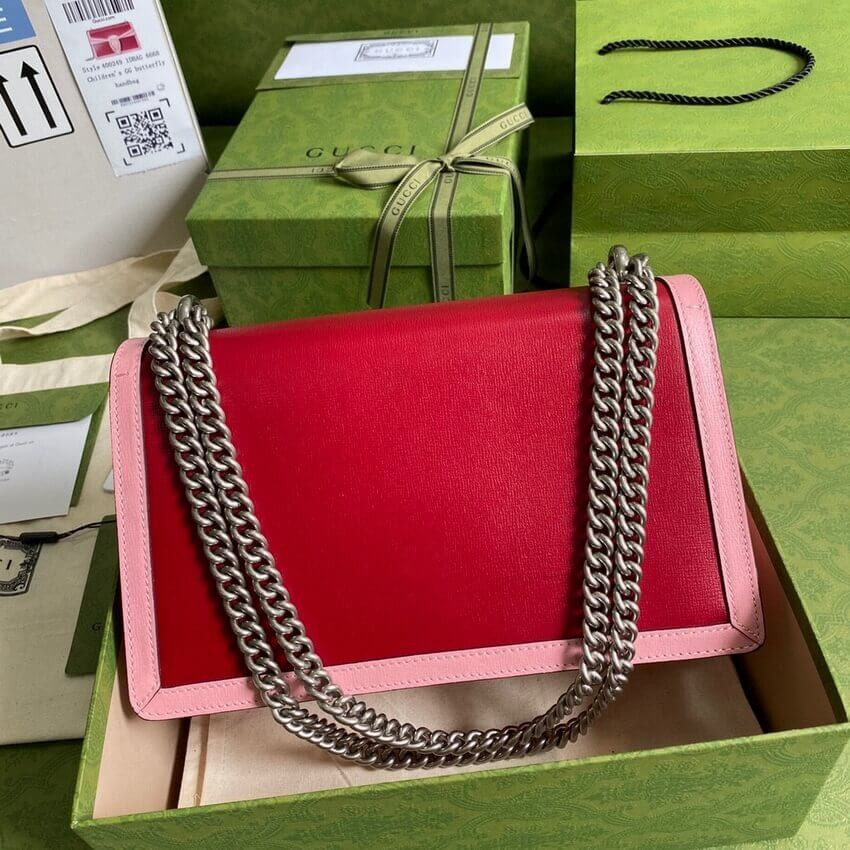 Gucci Dionysus Small Shoulder Bag 400249 Red and Pink Leather