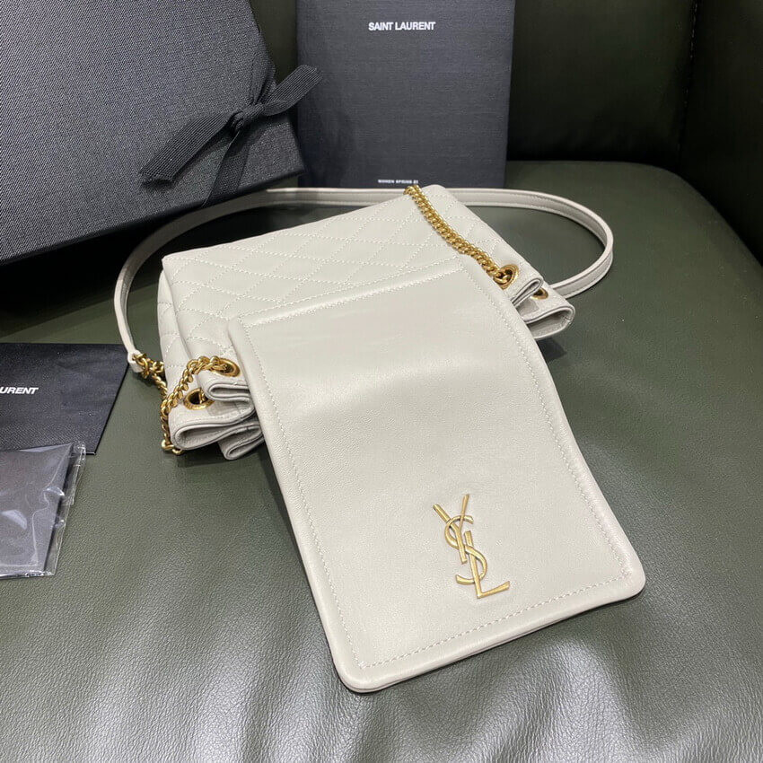 Saint Laurent Nolita Mini Leather Shoulder Bag 672738 White
