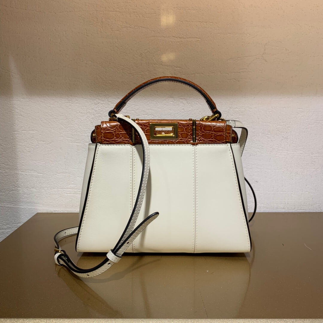 Fendi Peekaboo Iconic Mini Leather Bag 8BN244 White