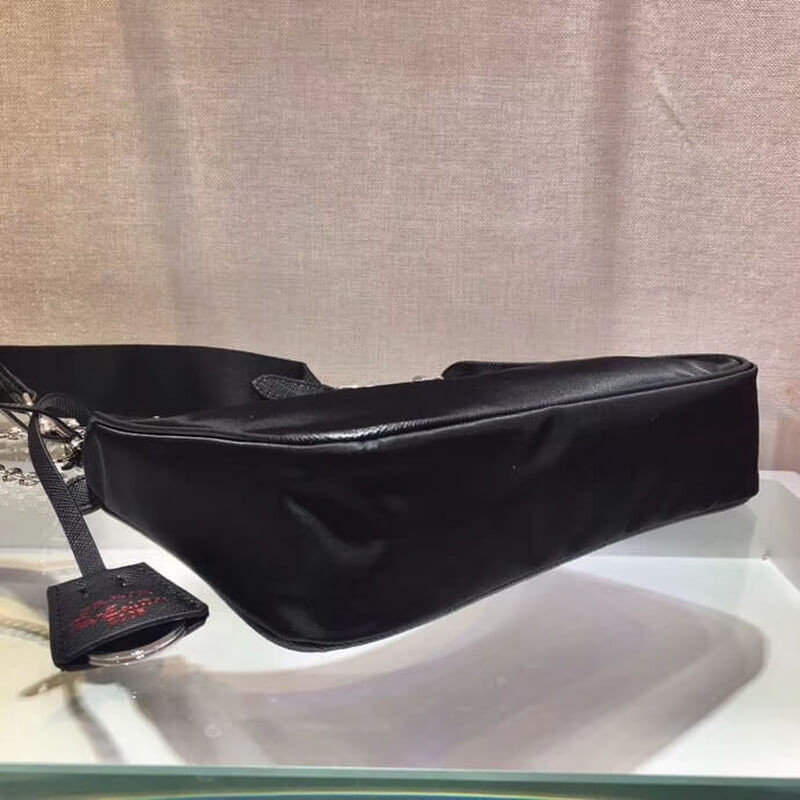 Prada Re-Edition Nylon Multi-Pochette Bag 1BH204 Black with Red Logo