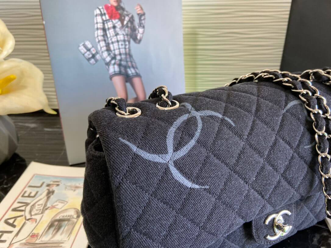 Chanel Denim Classic Flap Jumbo Large Bag AS2072