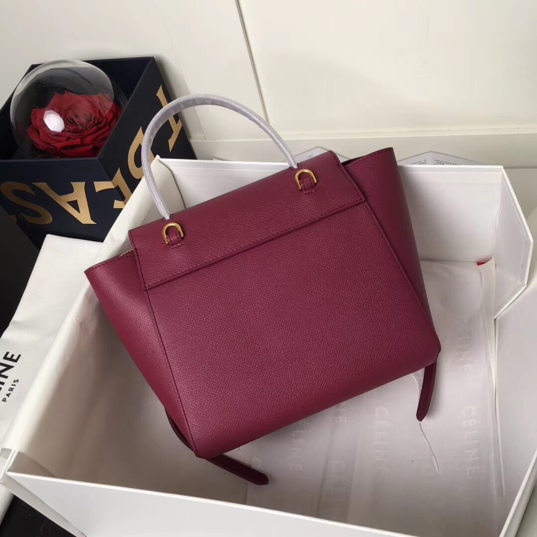 Celine Micro Belt Bag In Grained Calfskin 189153 Burgundy