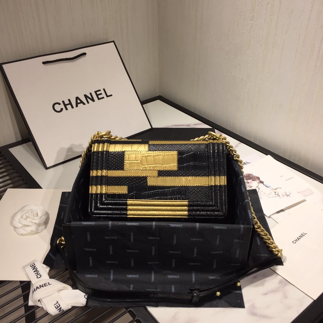 Chanel Small Boy Chanel Handbag A67085 Gold/Black