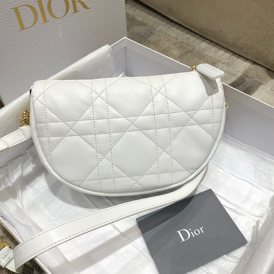 Christian Dior Small Vibe Hobo Bag M7200 White Cannage Lambskin