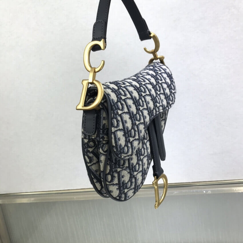 Dior Mini Saddle Bag Blue Oblique Jacquard M0447