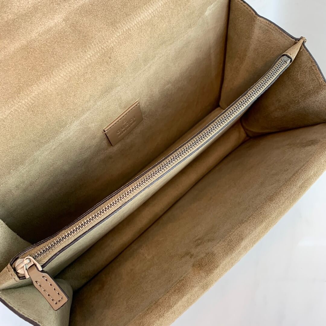 Gucci Embroidered Bee And Flower Shoulder Bag 400249 Khaki