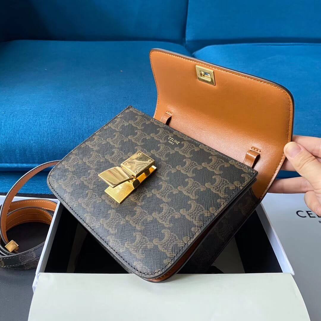 Celine Small Classic Bag In Triomphe Canvas 189183