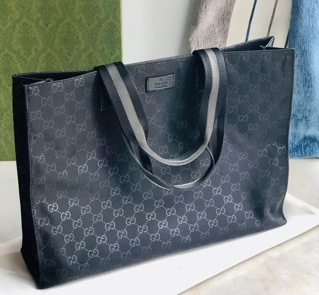 Gucci GG Guccissima Black Nylon Tote Bag 449176