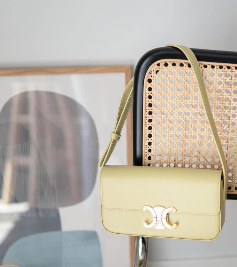 Celine Triomphe Shoulder Bag In Shiny Calfskin 194143 Papyrus