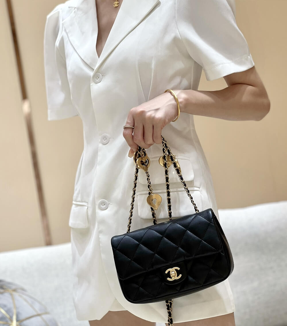 Chanel Mini Flap Bag 20cm Heart Chain AS3457