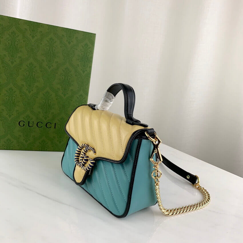 Gucci GG Marmont Mini Bag 583571 Butter and Pastel Blue Leather