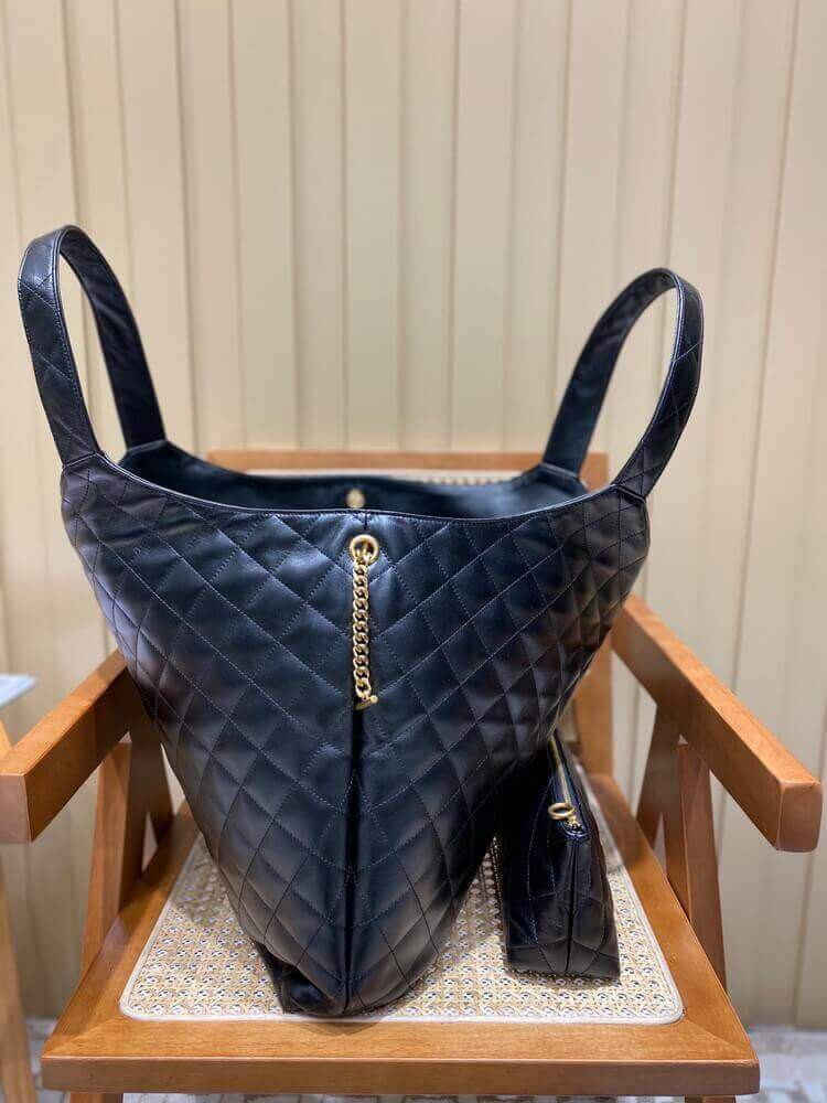YSL Saint Laurent Icare Maxi Shopping Bag In Black Quilted Lambskin 698651