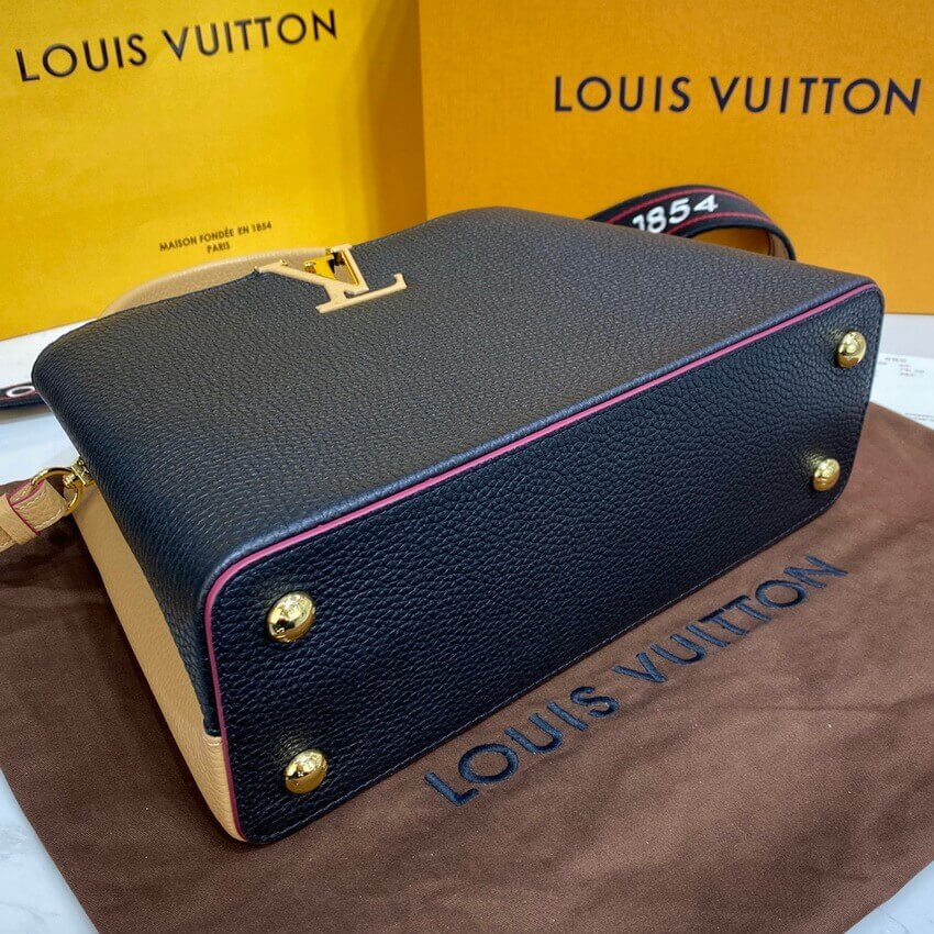 Louis Vuitton Capucines MM M58608 Black/Arizona Beige