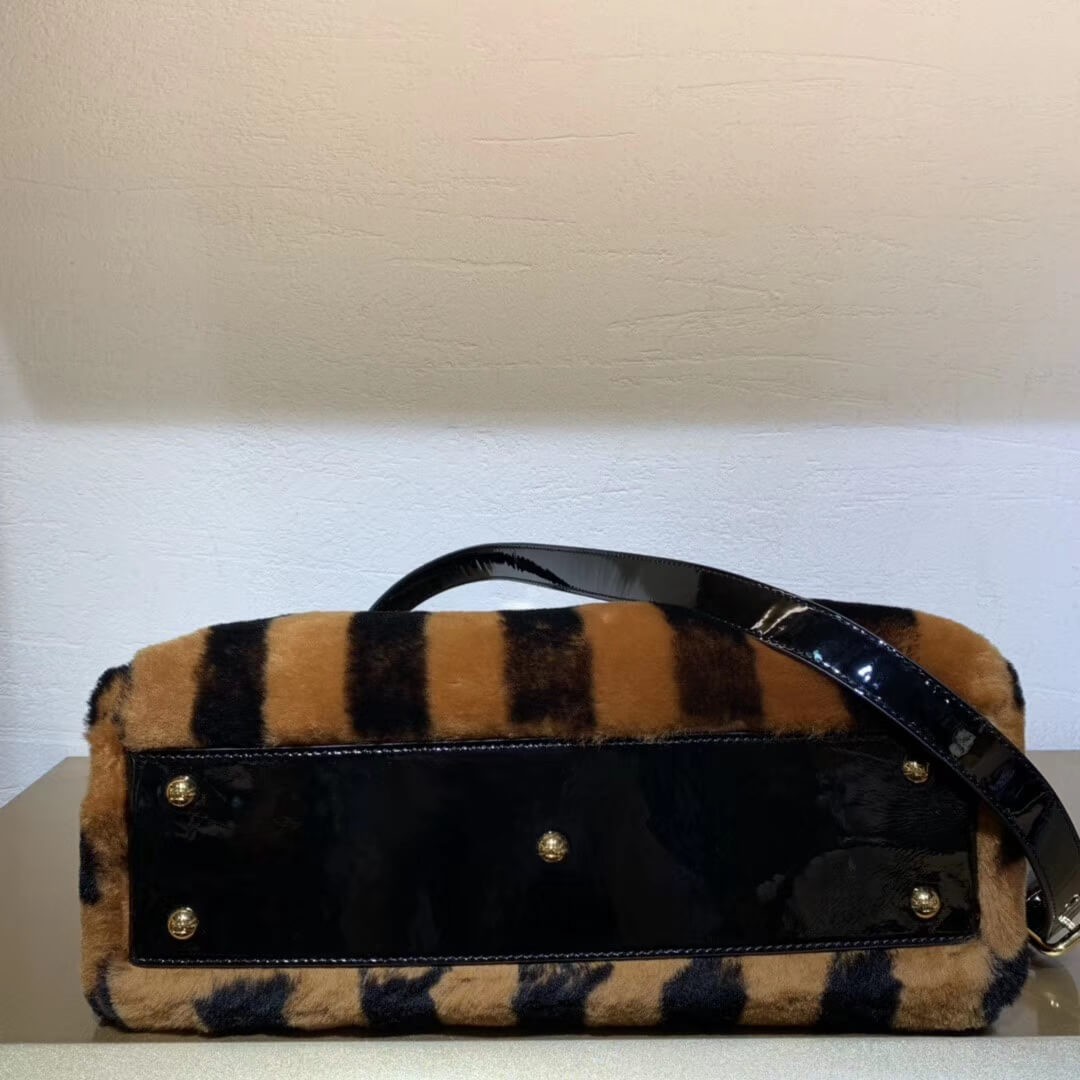 Fendi Peekaboo Iconic Medium Black Mink Bag 8BN290