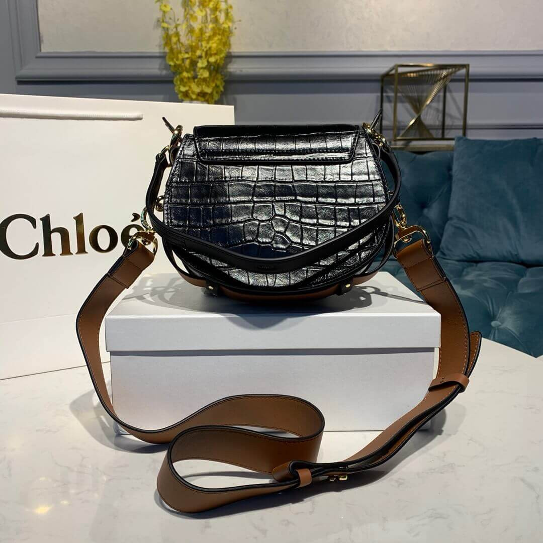 Chloe Small Tess Bag In Embossed Croco A876