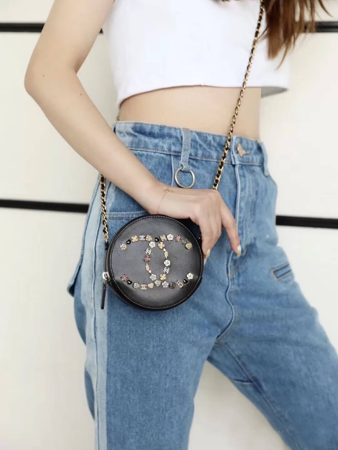 Chanel Studded CC Detail Round Bag AS1180